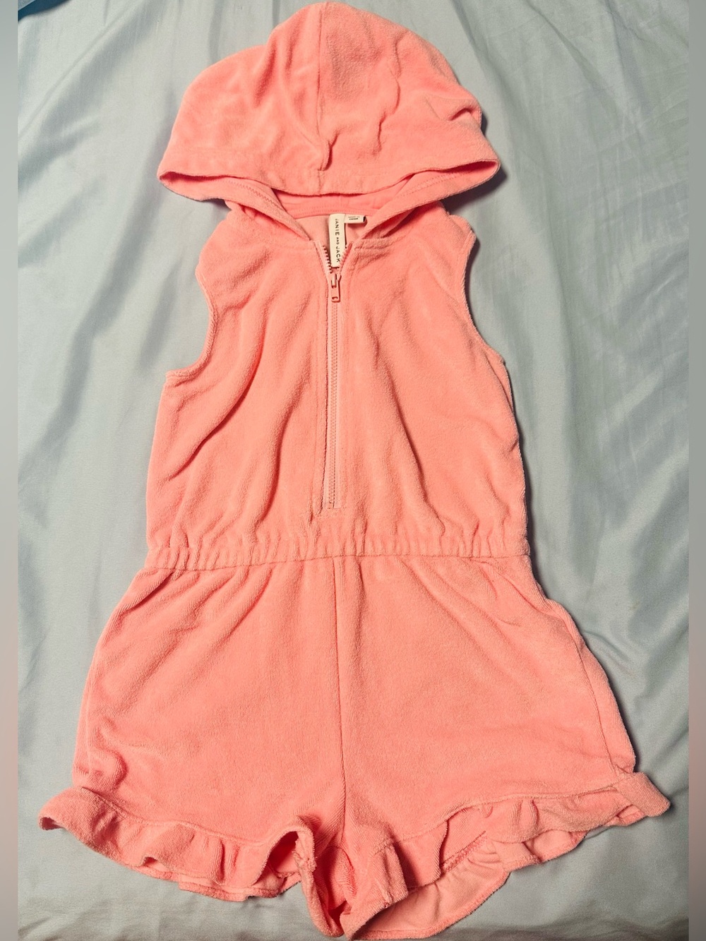 Janie and Jack Hooded Sleeveless Romper in Light Pink